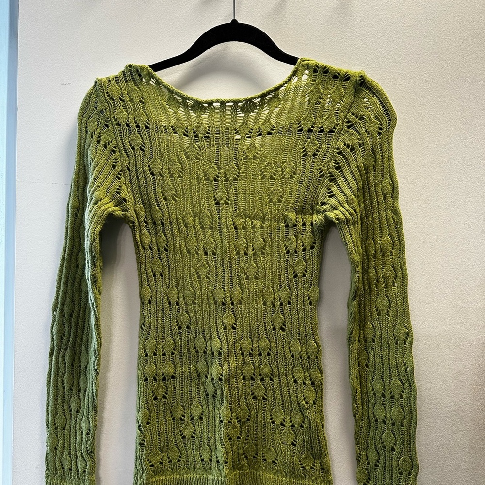 Matcha Green Knit Open-Back Sweater
